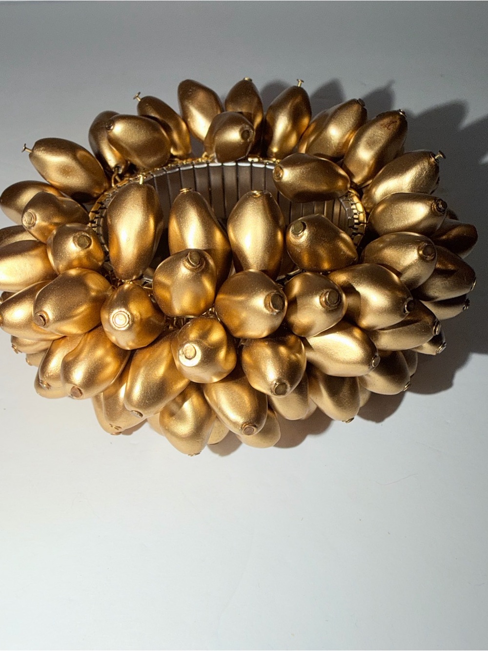Vtg Gold-Tone Beaded Expansion Flapper Stretch Bracelet